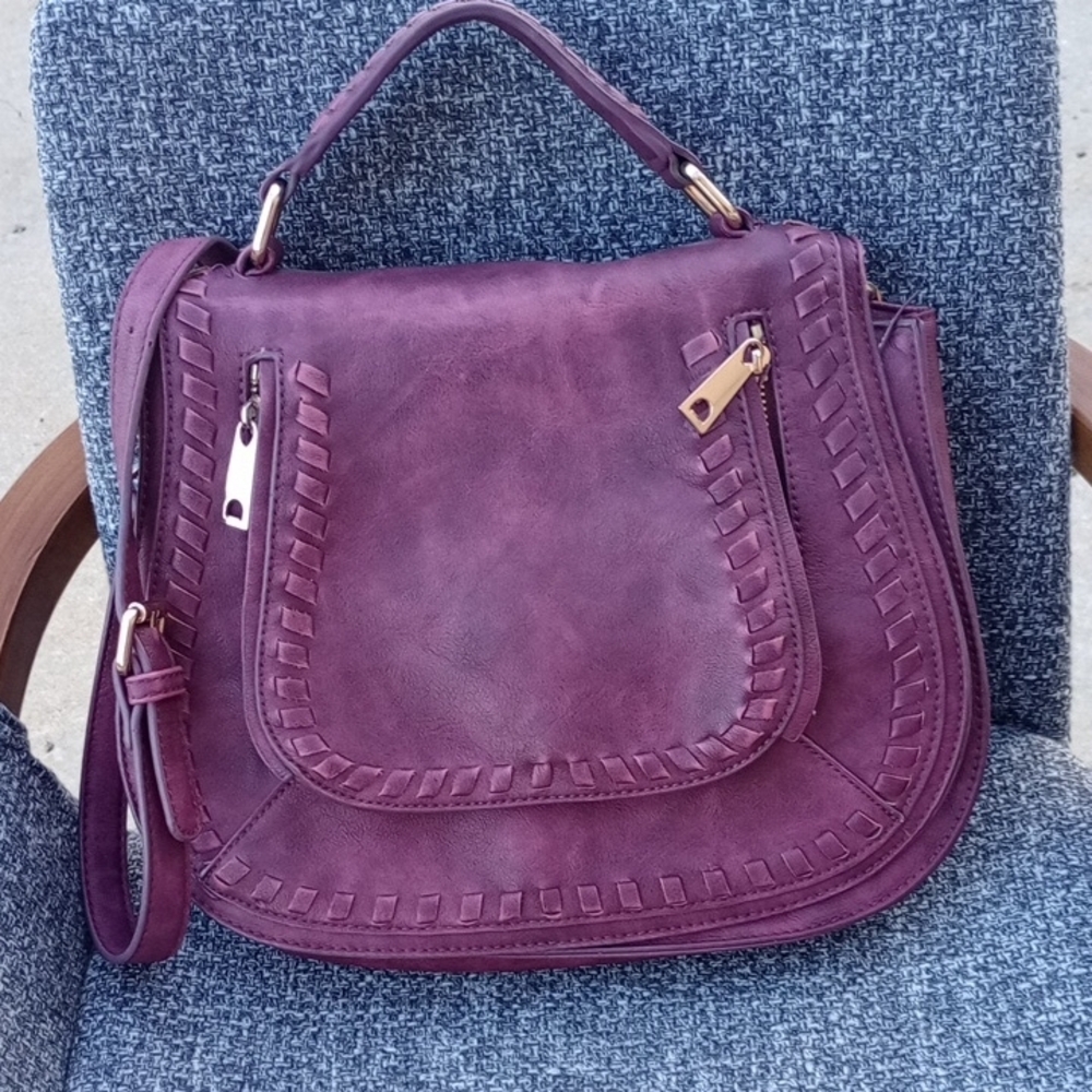 Urban Expressions Purple Crossbody Bag with Whipstitch Detailing